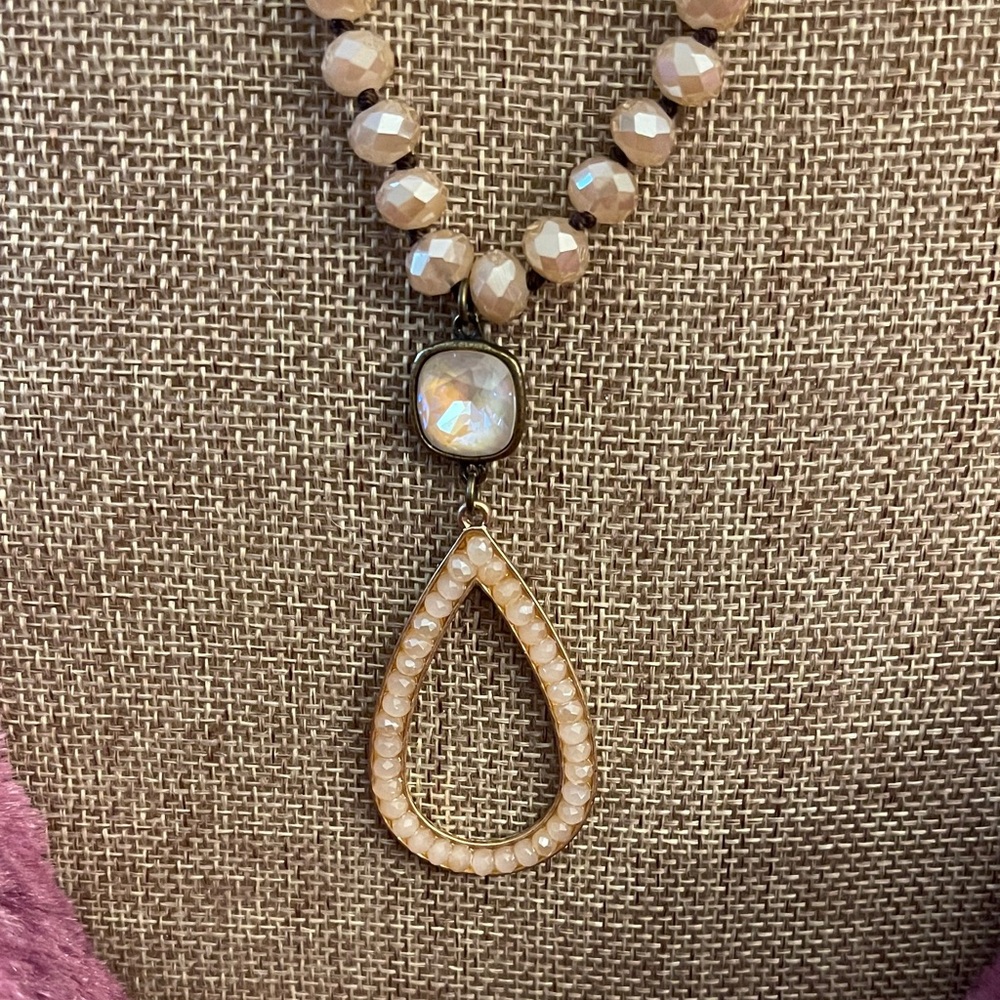 Pink Panache Elegant Pearl Teardrop Necklace